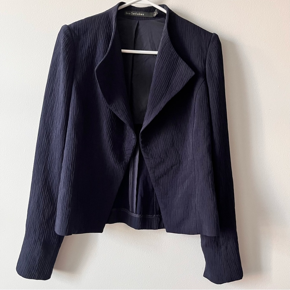 Iris Setlakwe Navy Textured Blazer - Size 4 quiet luxury look